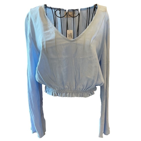 Lucy Love Tops - Lucy Love Enchanted Ice Blue Bell Sleeve Crop Top